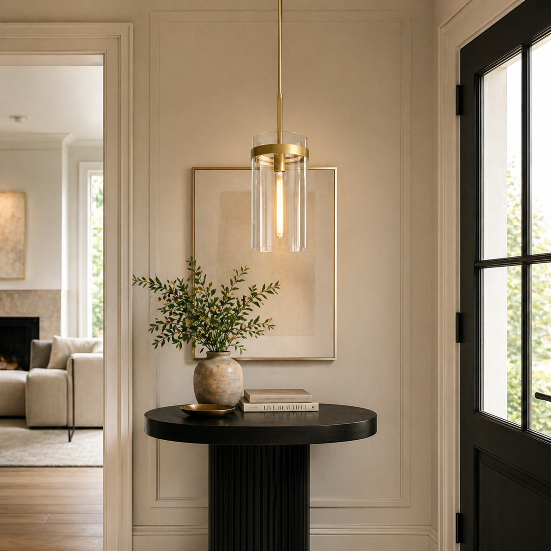 Transitional Clear Glass Pendant