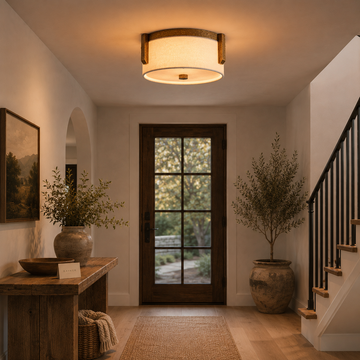 Linen Shade Flush Mount Ceiling Light