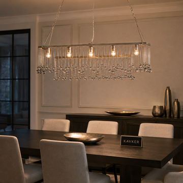 Aubrey Rectangular Chandelier in Silver Light