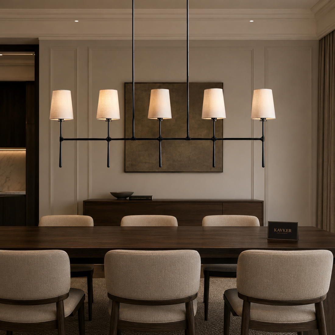 Rhodes Five-Light Linear Chandelier in Bronze