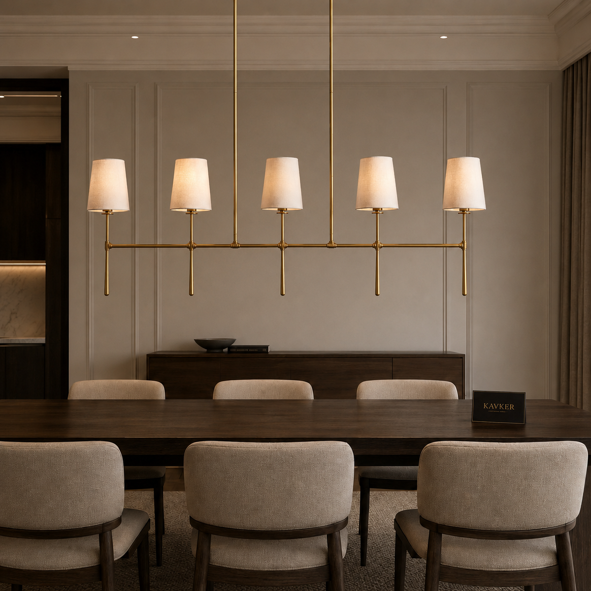 Rhodes Five-Light Linear Chandelier in Bronze