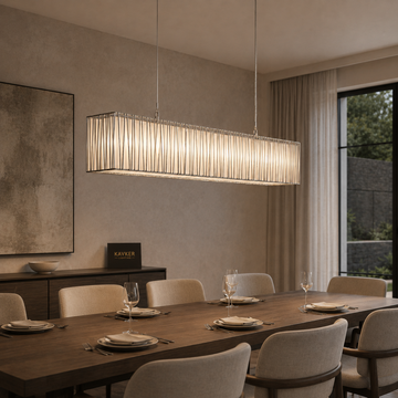 Jeunet Rectangular Chandelier in Nickel Light