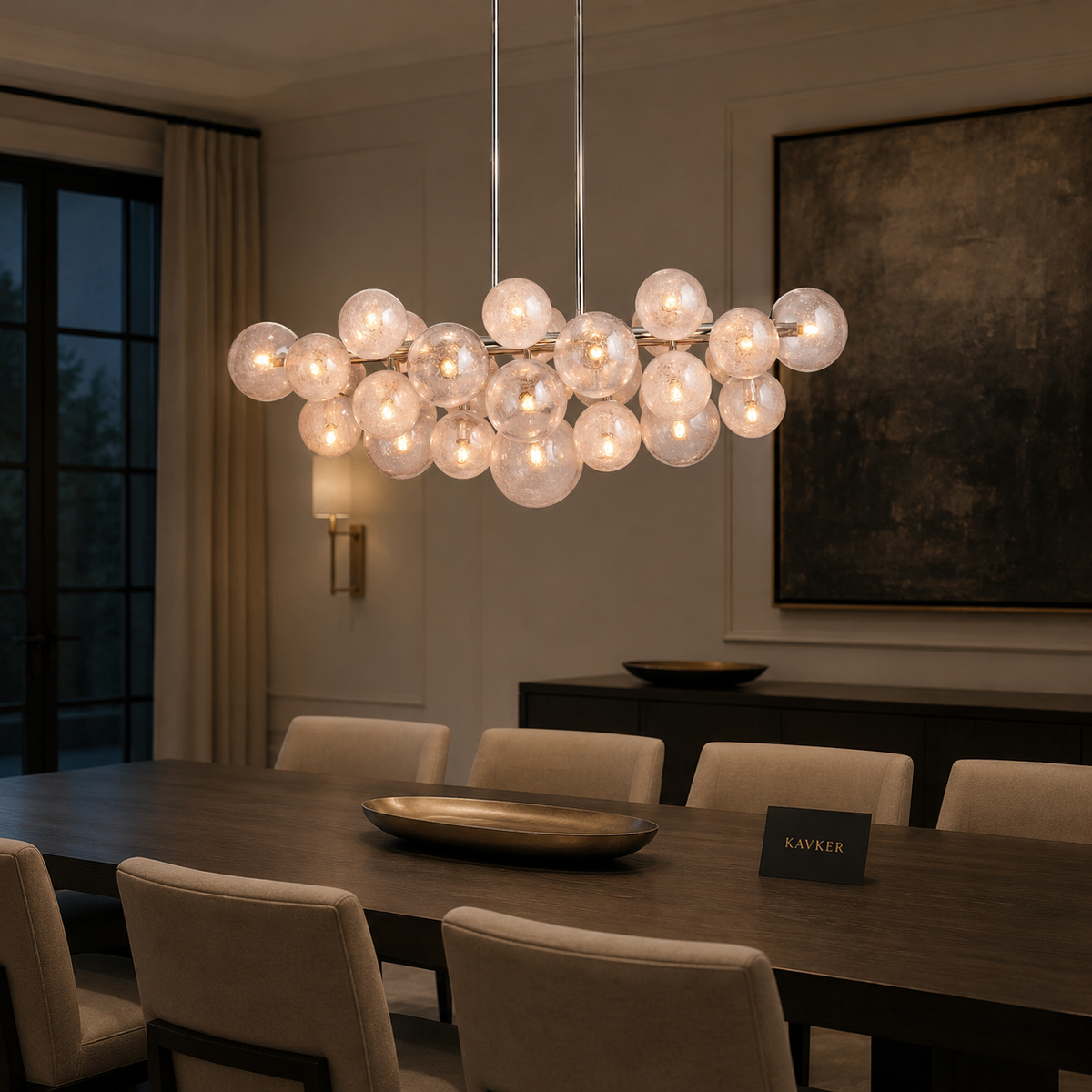 Mandoza Linear Chandelier in Nickel Light