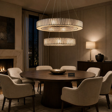 Jeunet Two-Tier Round Chandelier in Nickel Light