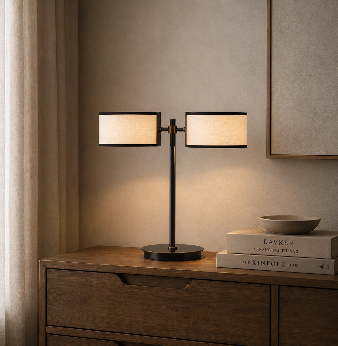 Daphne 2-Light Table Lamp in Black & White