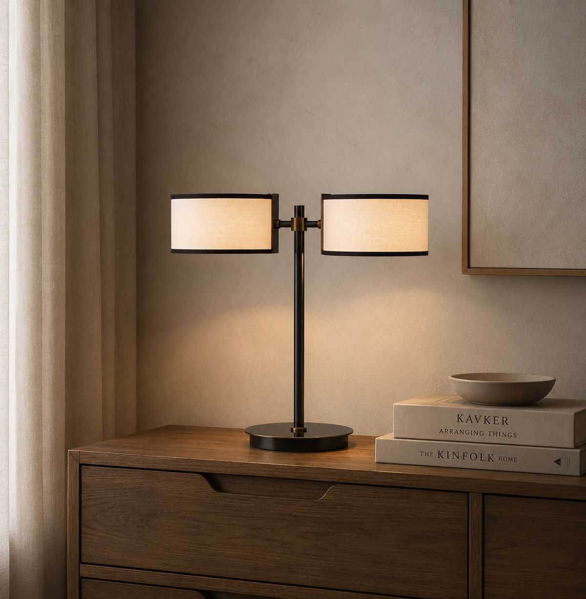 Daphne 2-Light Table Lamp in Black & White