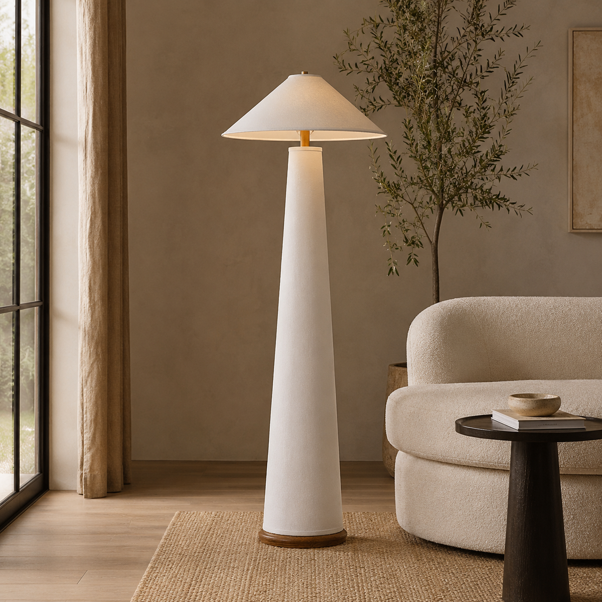 Sculptural Wood Floor Lamp