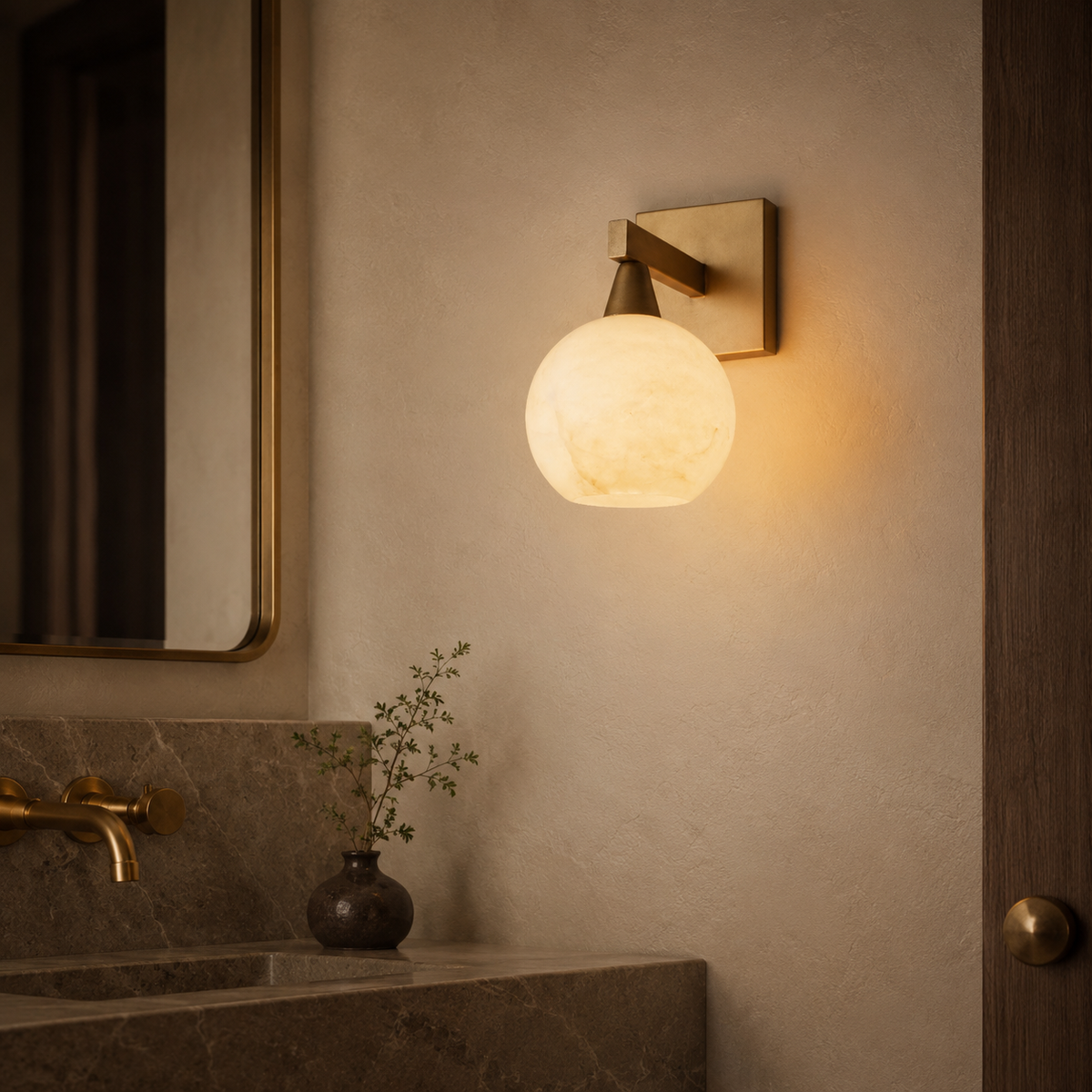Curved Alabaster Wall Sconce