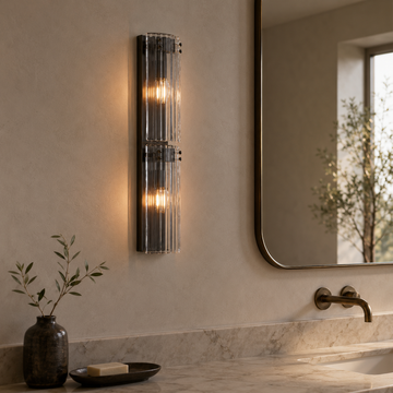 Double Reeded Glass Wall Sconce
