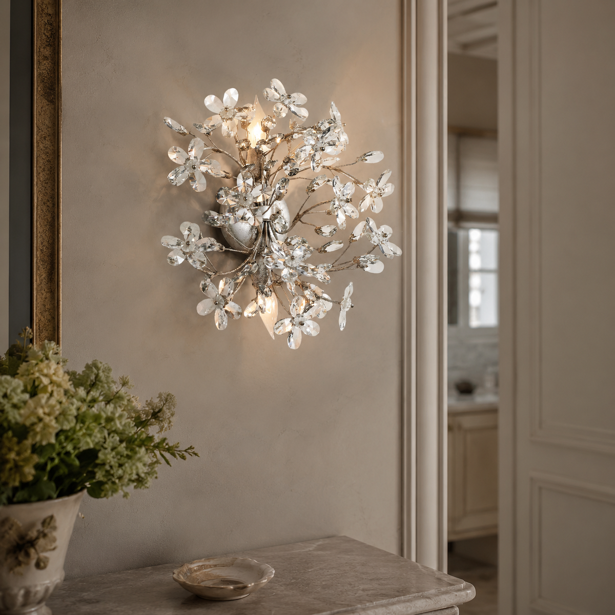 Floral Crystal Wall Sconce