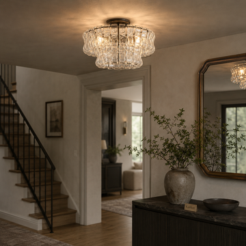 Curved Glass Flush Mount Ceiling Light