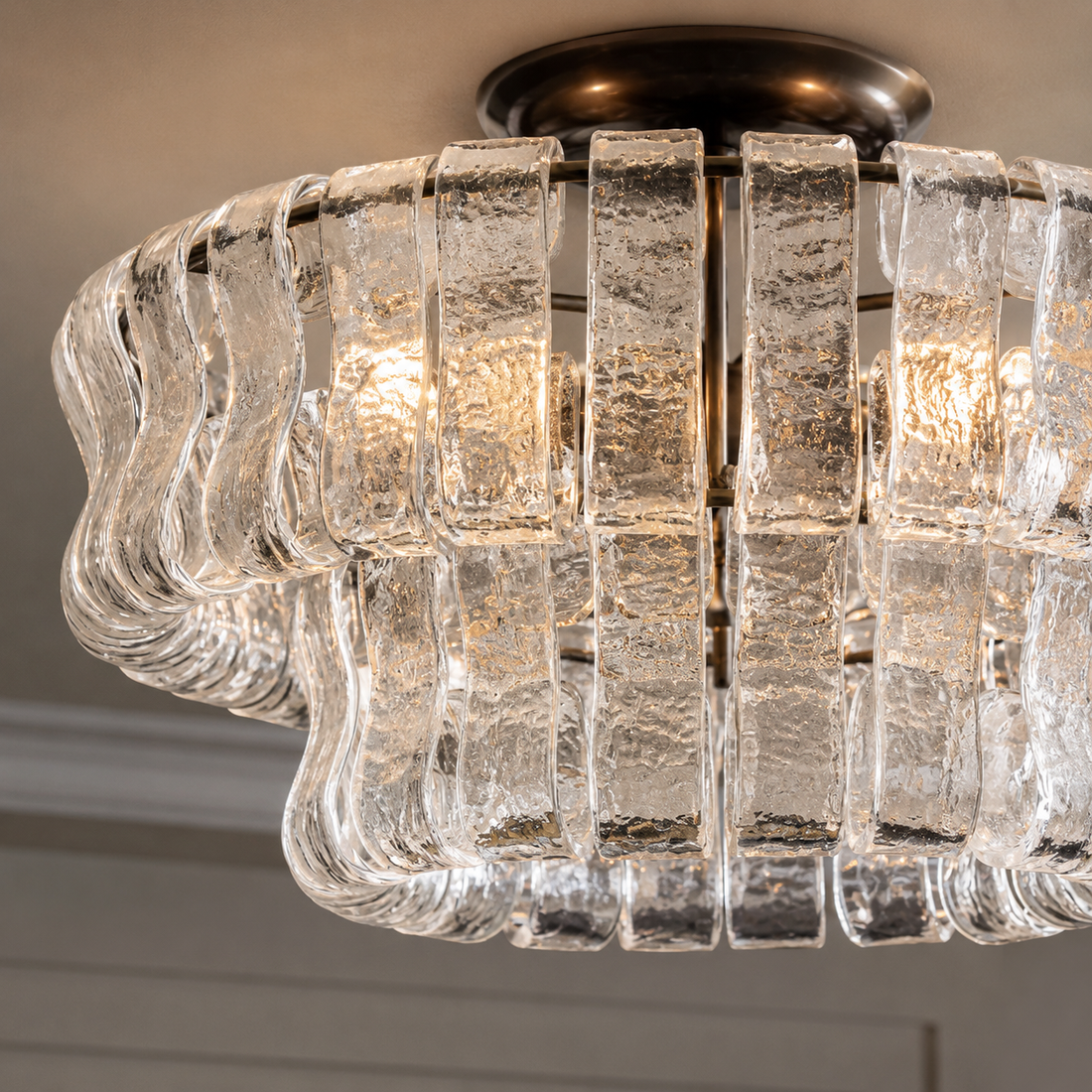 Curved Glass Flush Mount Ceiling Light