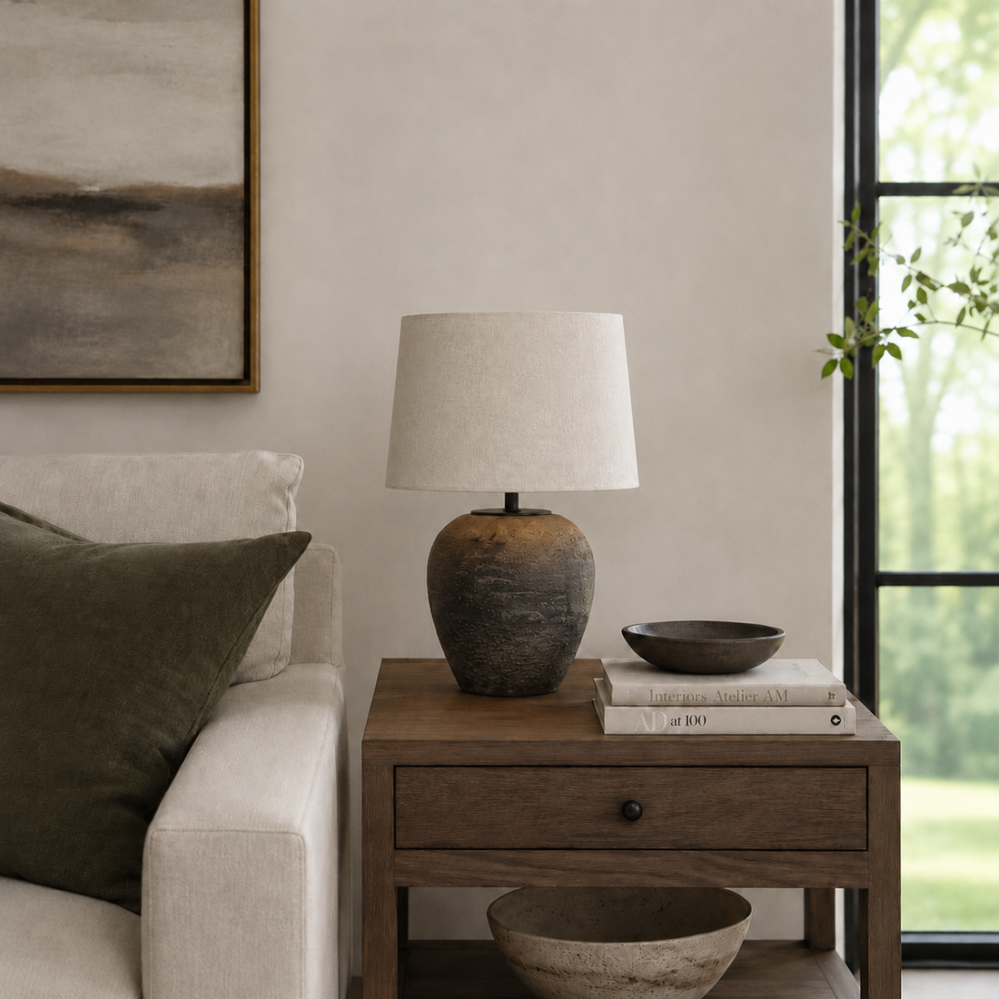 Textured Terracotta Table Lamp