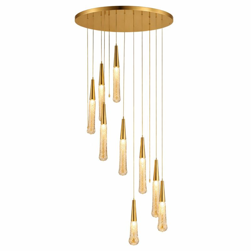 Golden Crystal Waterfall 35-Head LED Chandelier