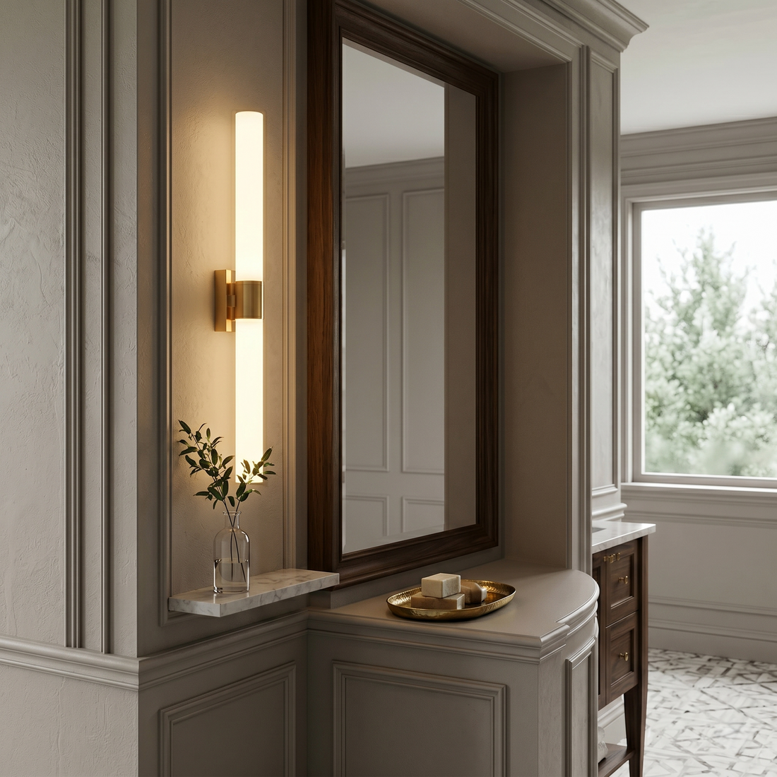 Milk Glass Linear Wall Sconce