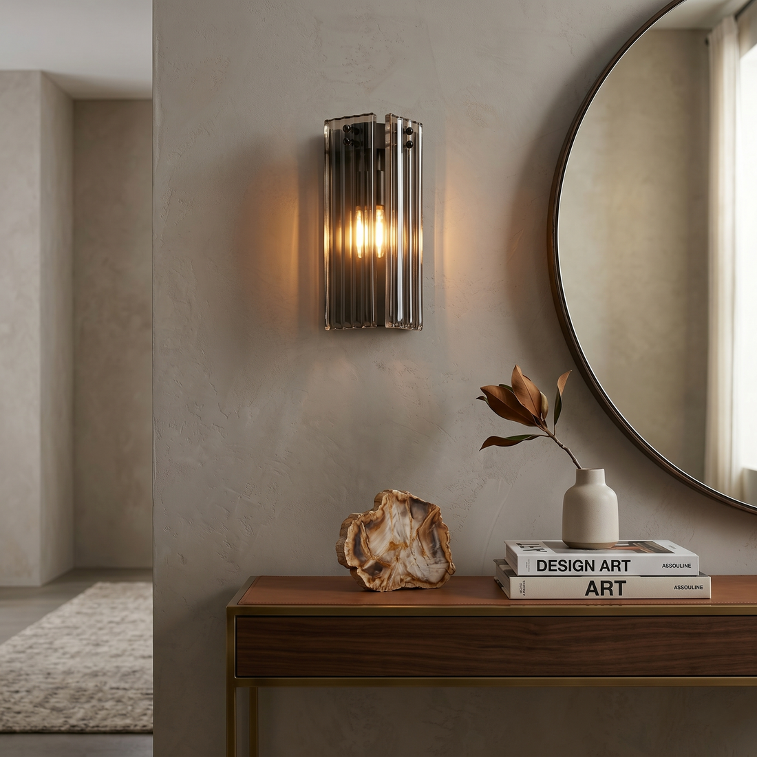 Reeded Glass Wall Sconce