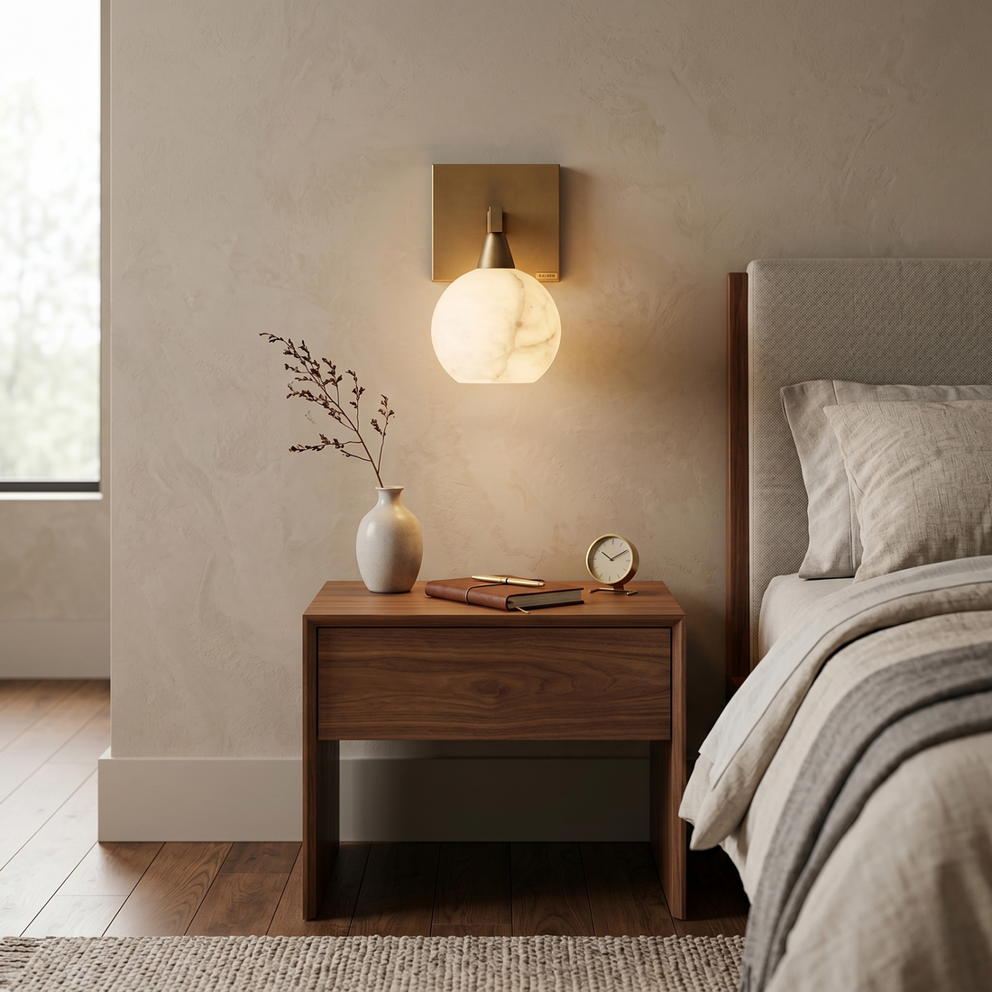 Curved Alabaster Wall Sconce