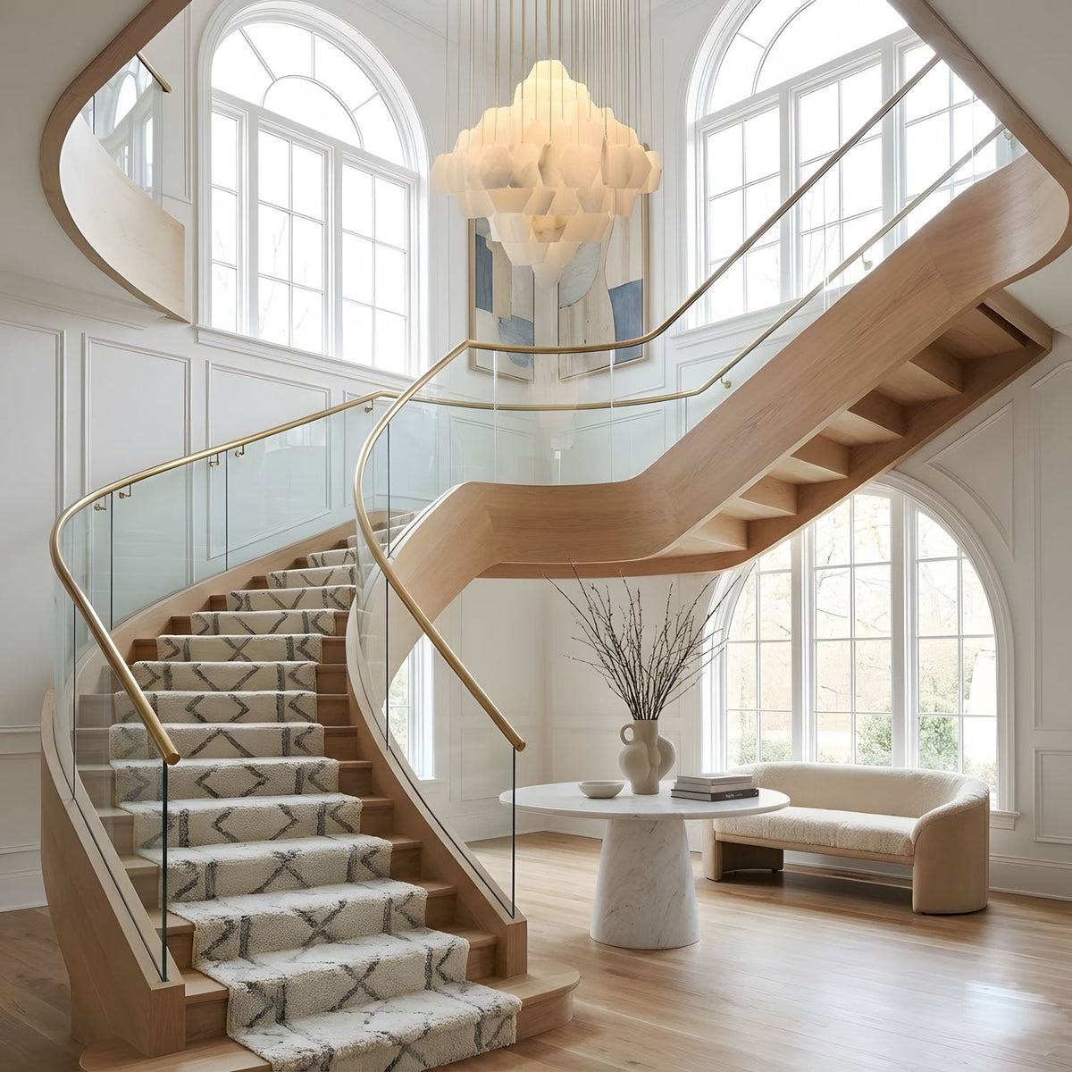 Elegant Hexa Alabaster Cascade Chandelier - Kavker