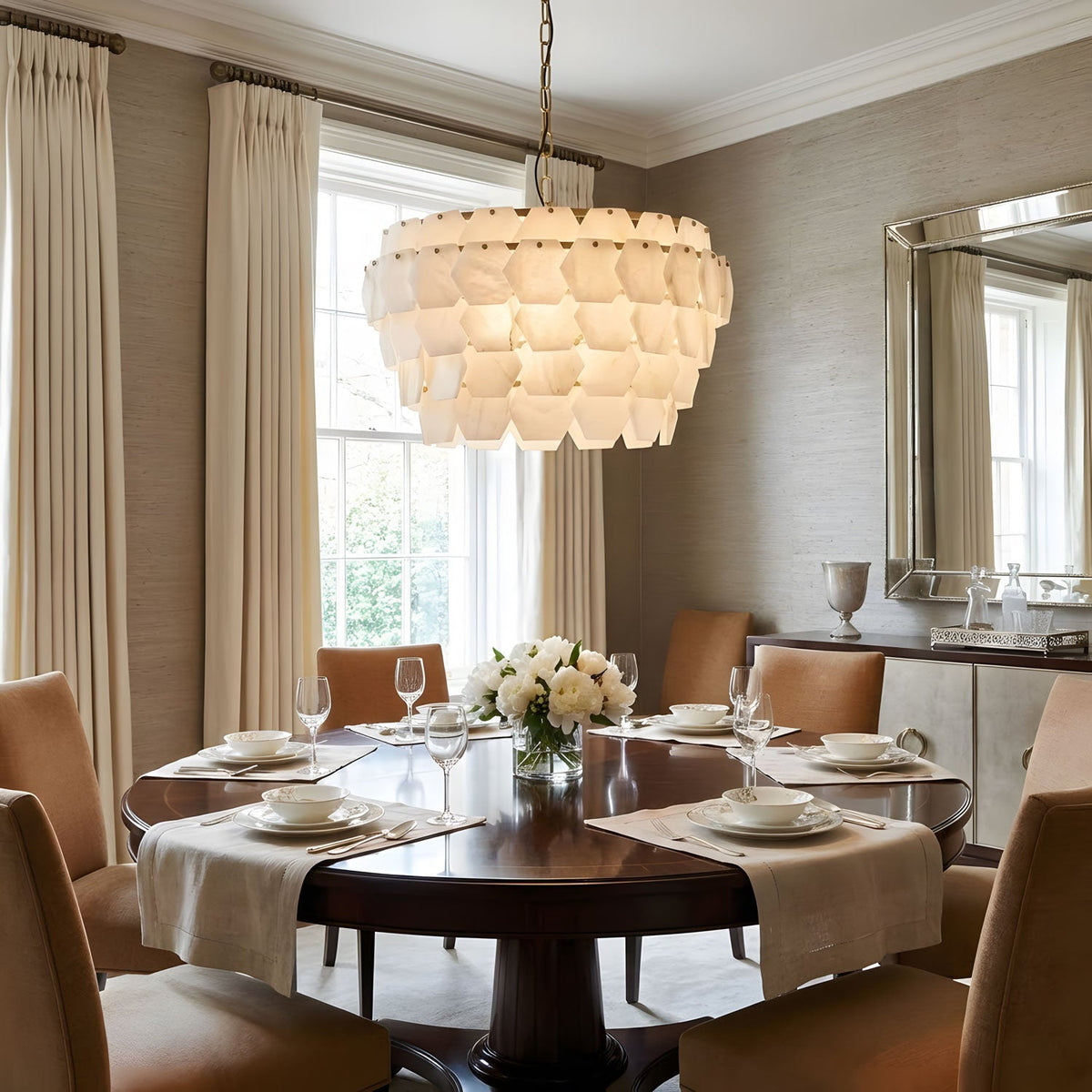 Elegant Hexa Cloud Alabaster Pendant Light - Kavker