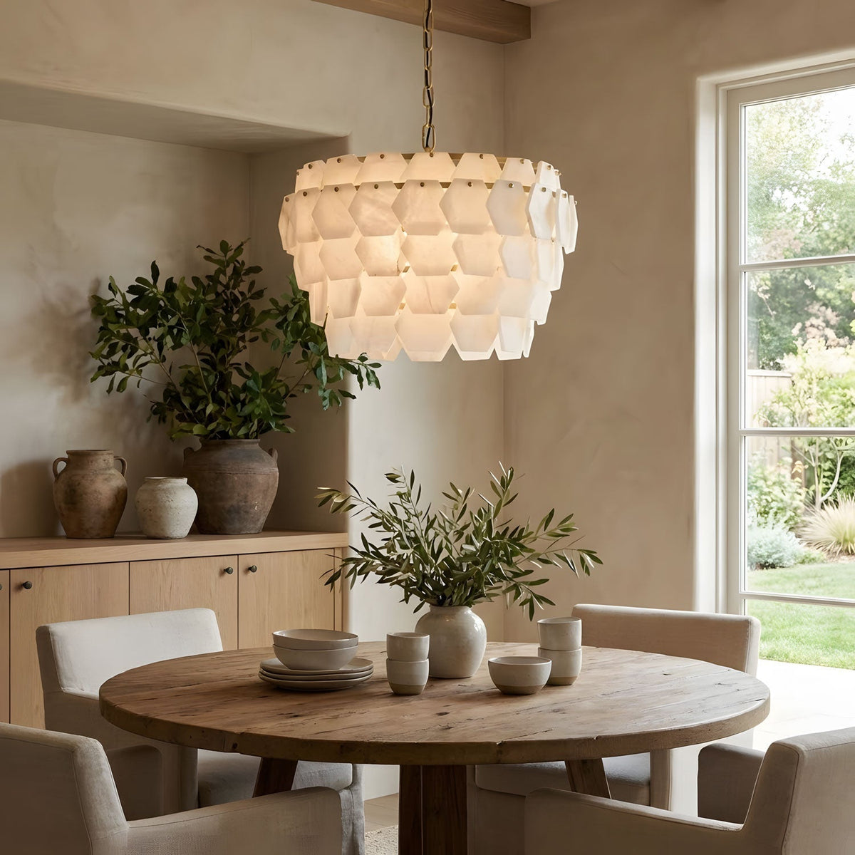 Elegant Hexa Cloud Alabaster Pendant Light - Kavker