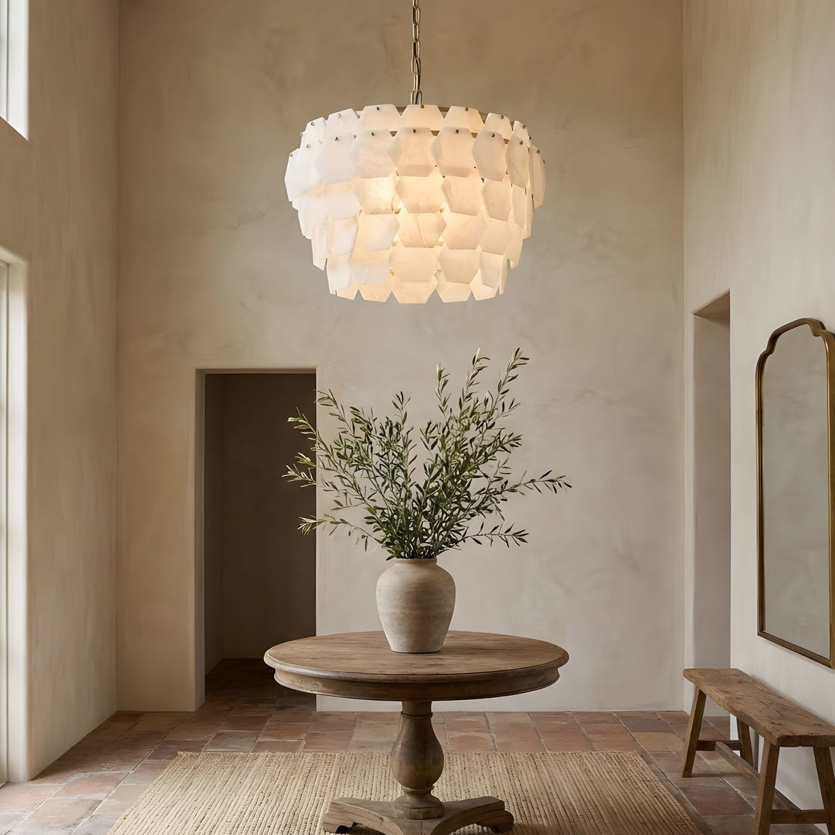 Elegant Hexa Cloud Alabaster Pendant Light - Kavker