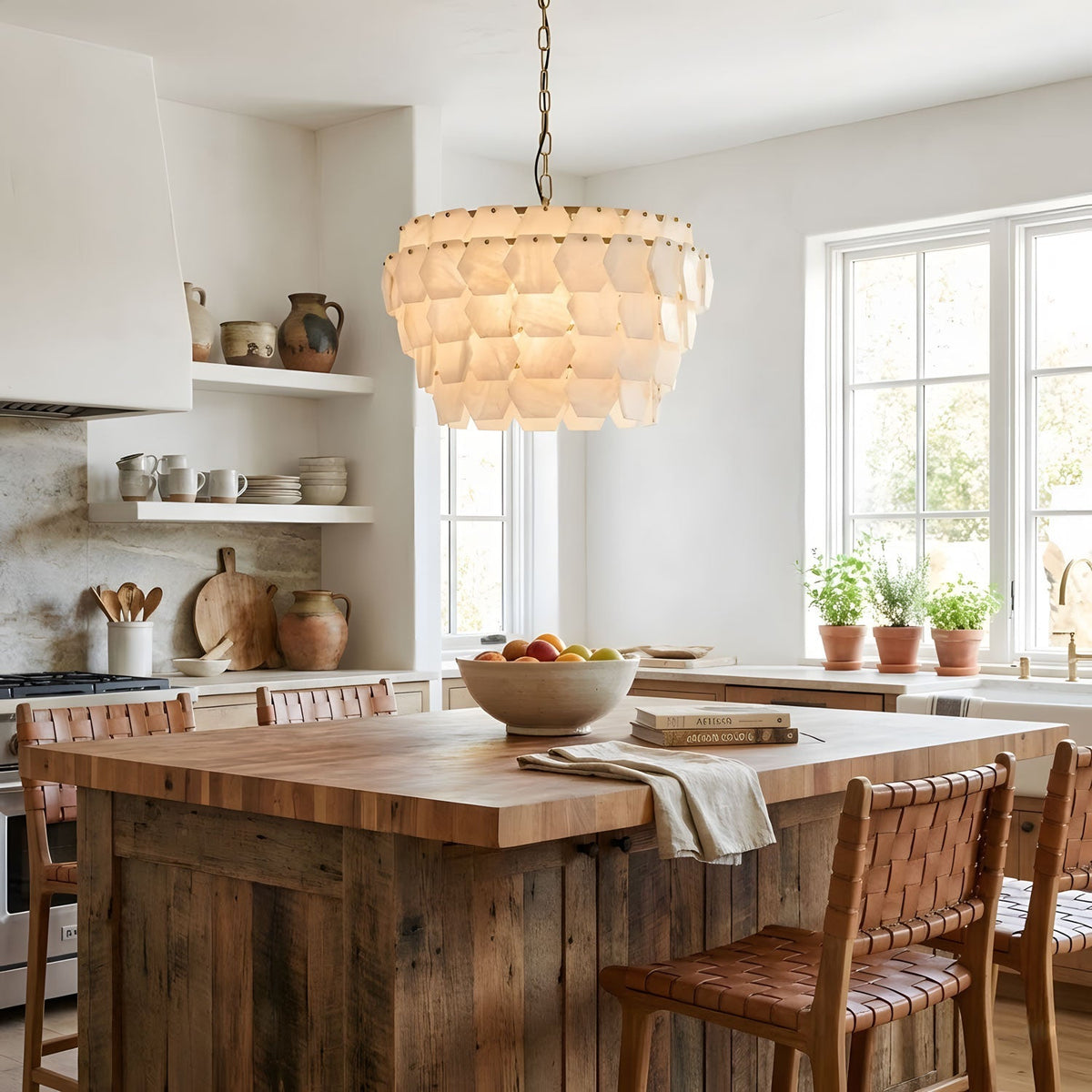 Elegant Hexa Cloud Alabaster Pendant Light - Kavker