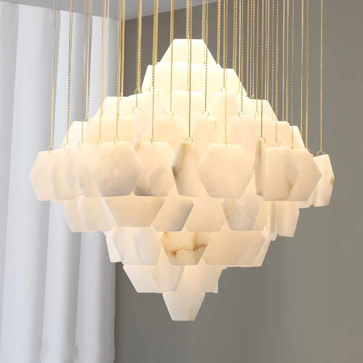 Elegant Hexa Alabaster Cascade Chandelier - Kavker