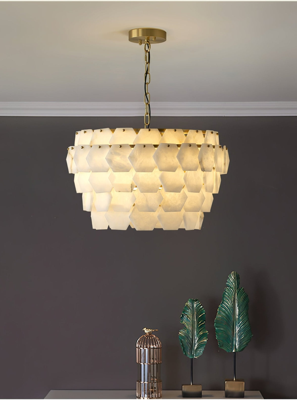 Elegant Hexa Cloud Alabaster Pendant Light - Kavker