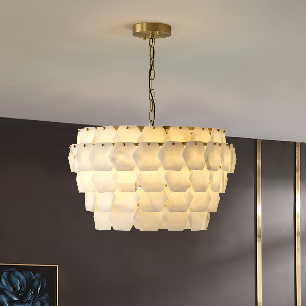 Elegant Hexa Cloud Alabaster Pendant Light - Kavker