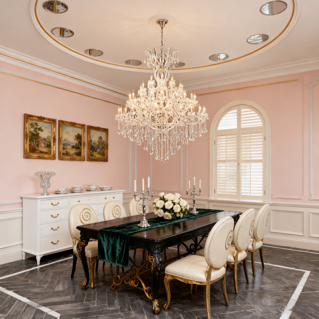 60 Lights Big Chrome Maria Theresa Chandelier 67X79 Inch Large Crystal Chandelier for High Ceiling Foyer