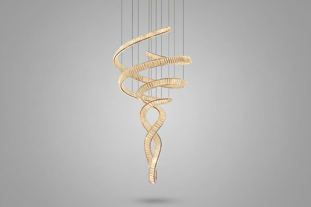 Tall Twisting Glass Staircase Chandelier - CasaraHouse