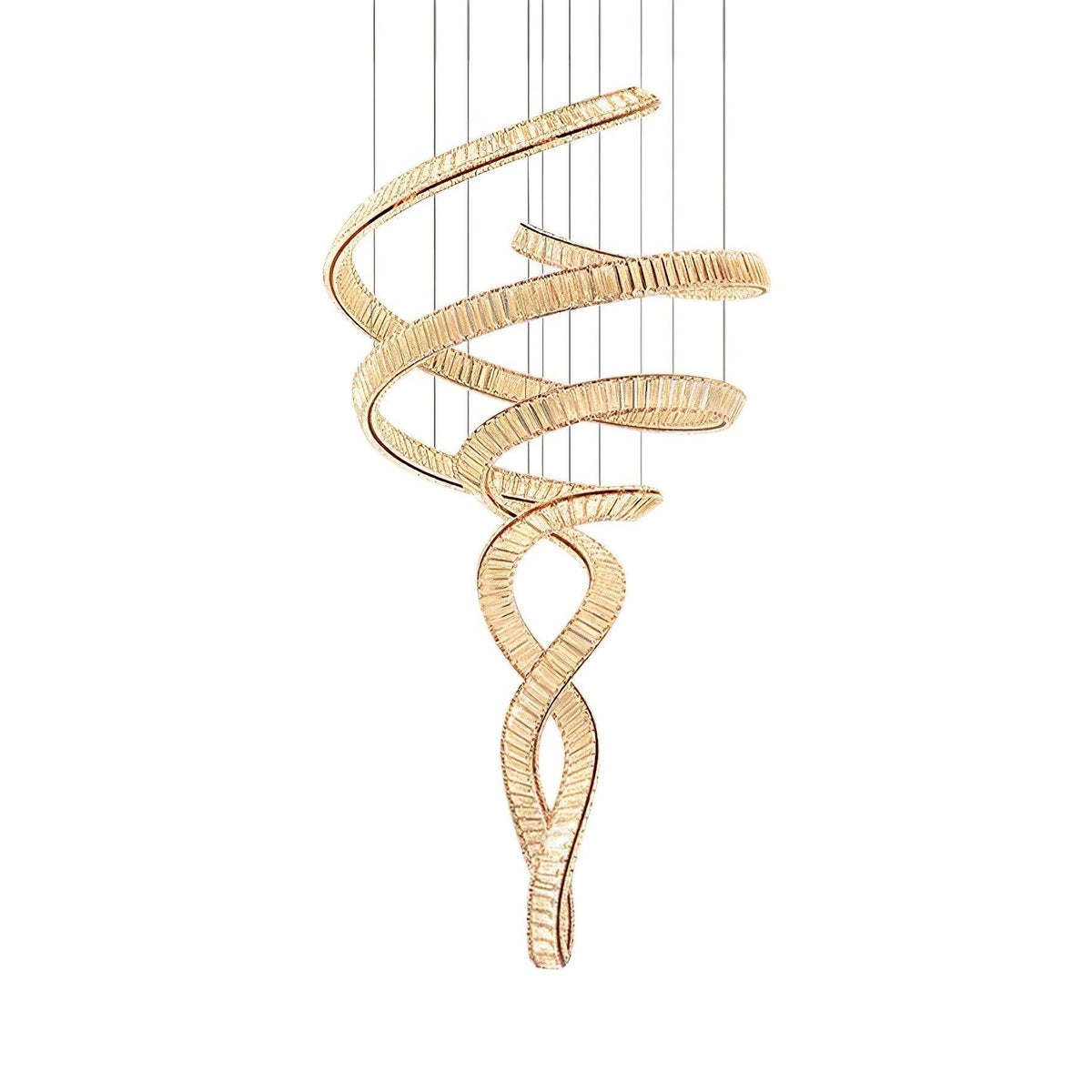 Tall Twisting Glass Staircase Chandelier - CasaraHouse