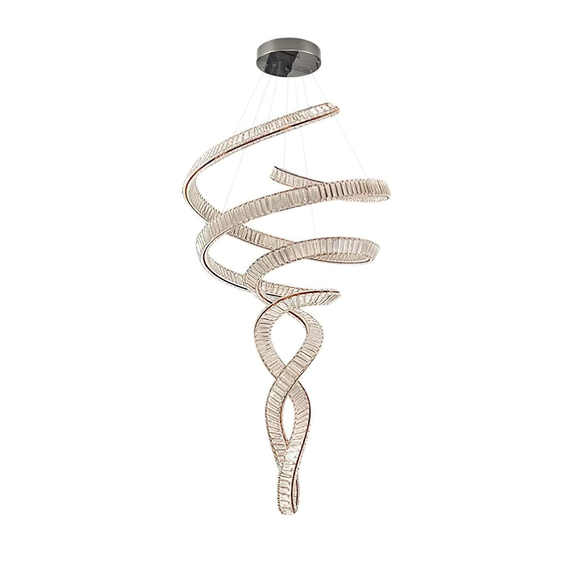 Tall Twisting Glass Staircase Chandelier - CasaraHouse