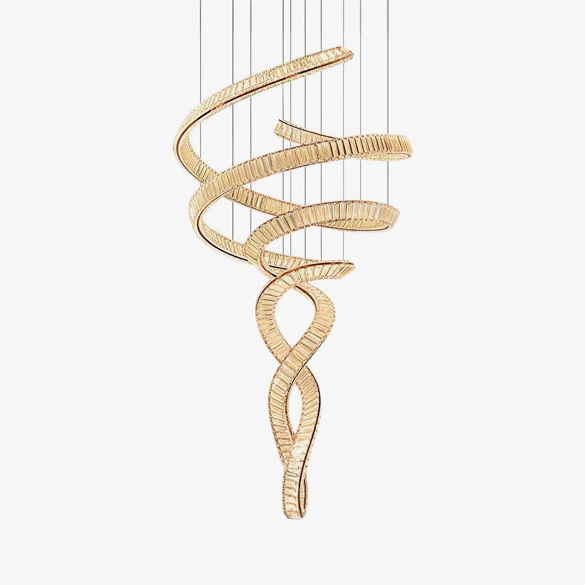 Tall Twisting Glass Staircase Chandelier - CasaraHouse