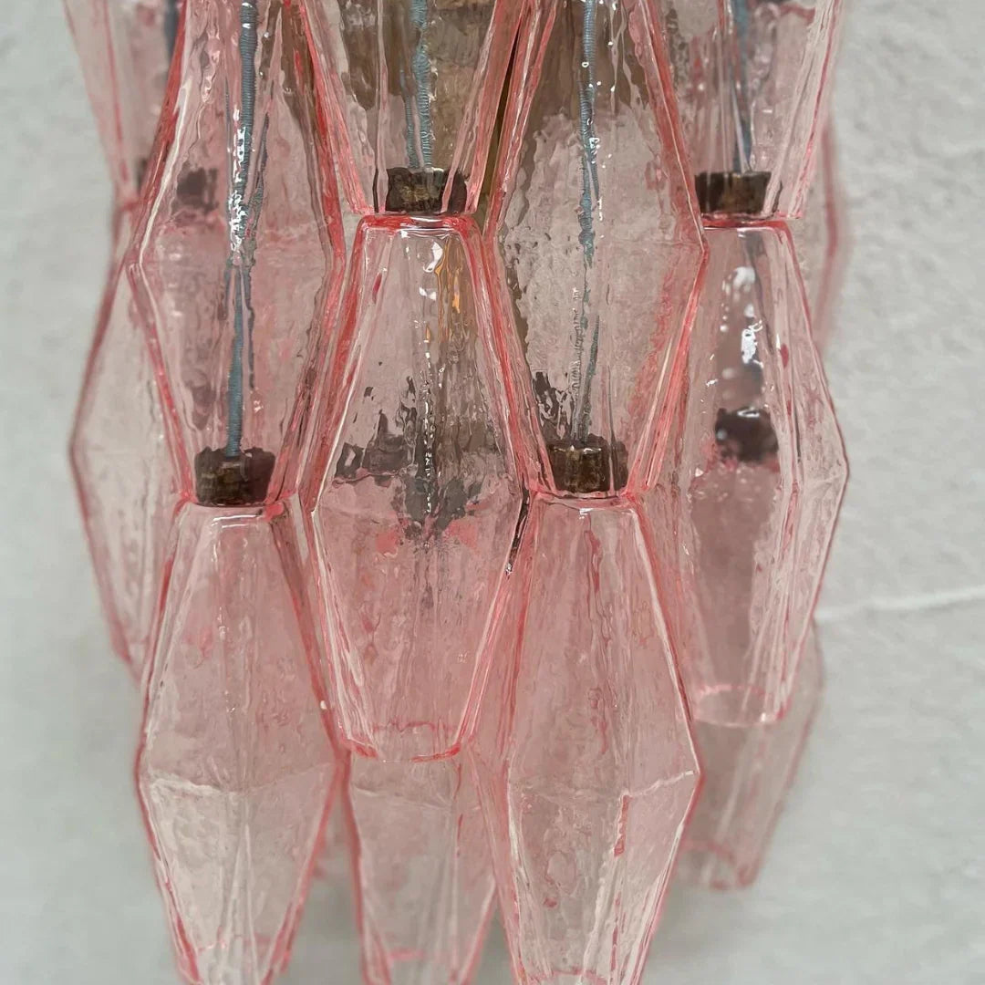 Murano Poliedri Pink Glass Wall Sconces