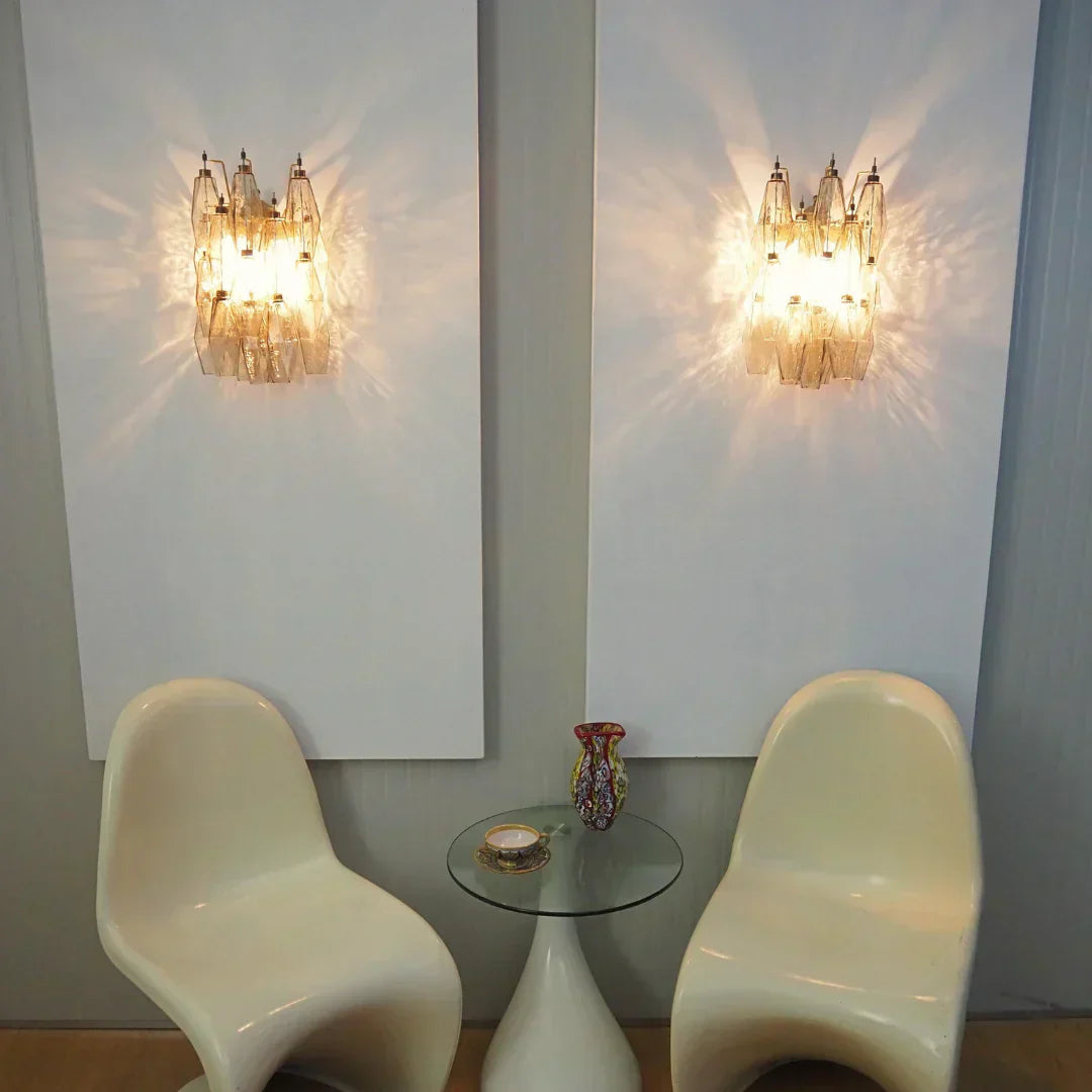 Murano Poliedri Smoked Glass Wall Sconces 9.8"