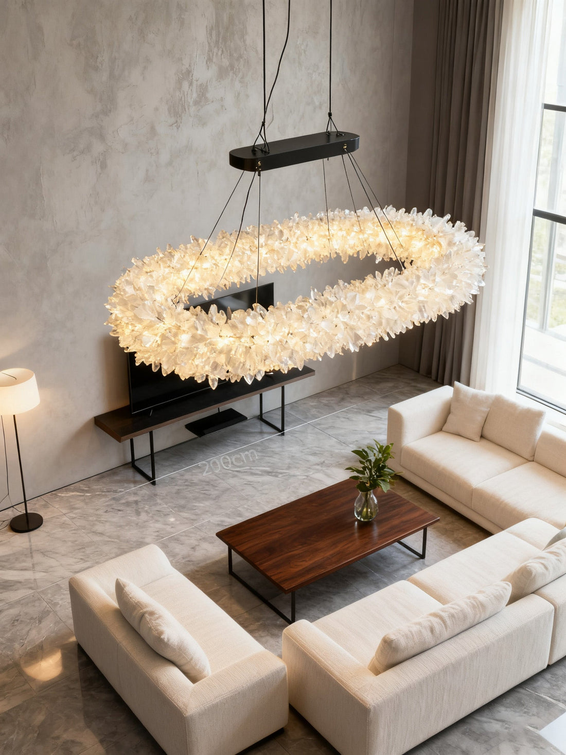 47'' Oval Modern Clear Geode Quartz Crystal Chandelier for Dining Room