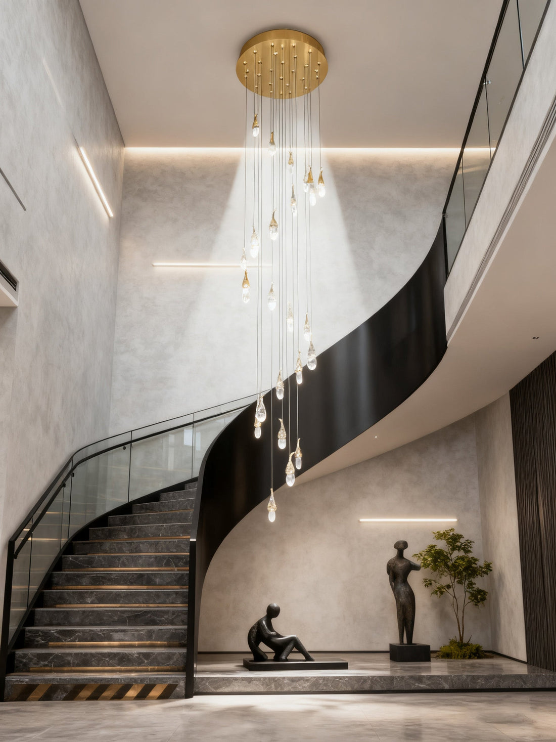 24 Rock Crystal Short-eggplants Modern Chandelier 138 Inch Long Staircase LED Chandelier
