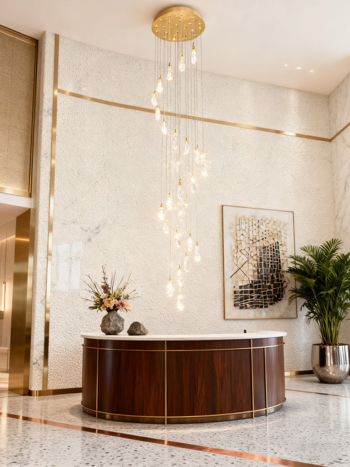 24 Rock Crystal Long-eggplants Modern Chandelier 138 Inch Long Staircase Chandelier