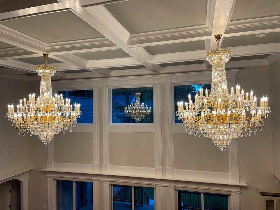 59X69 Inch Large Gold Chandelier Elegant Crystal Chandelier Foyer Lighting