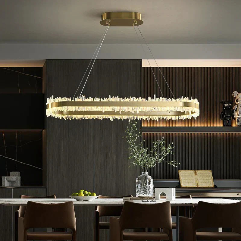 Modern 47 Inch Linear Chandelier Modern Quartz Crystal Chandelier for Dining Room - Kavker