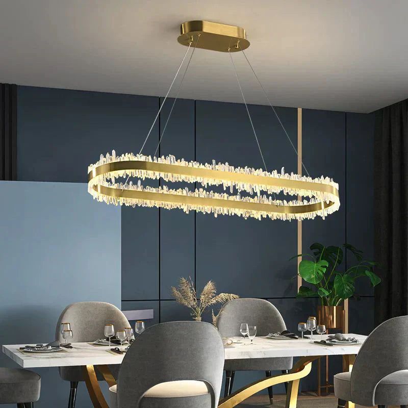 Modern 47 Inch Linear Chandelier Modern Quartz Crystal Chandelier for Dining Room - Kavker