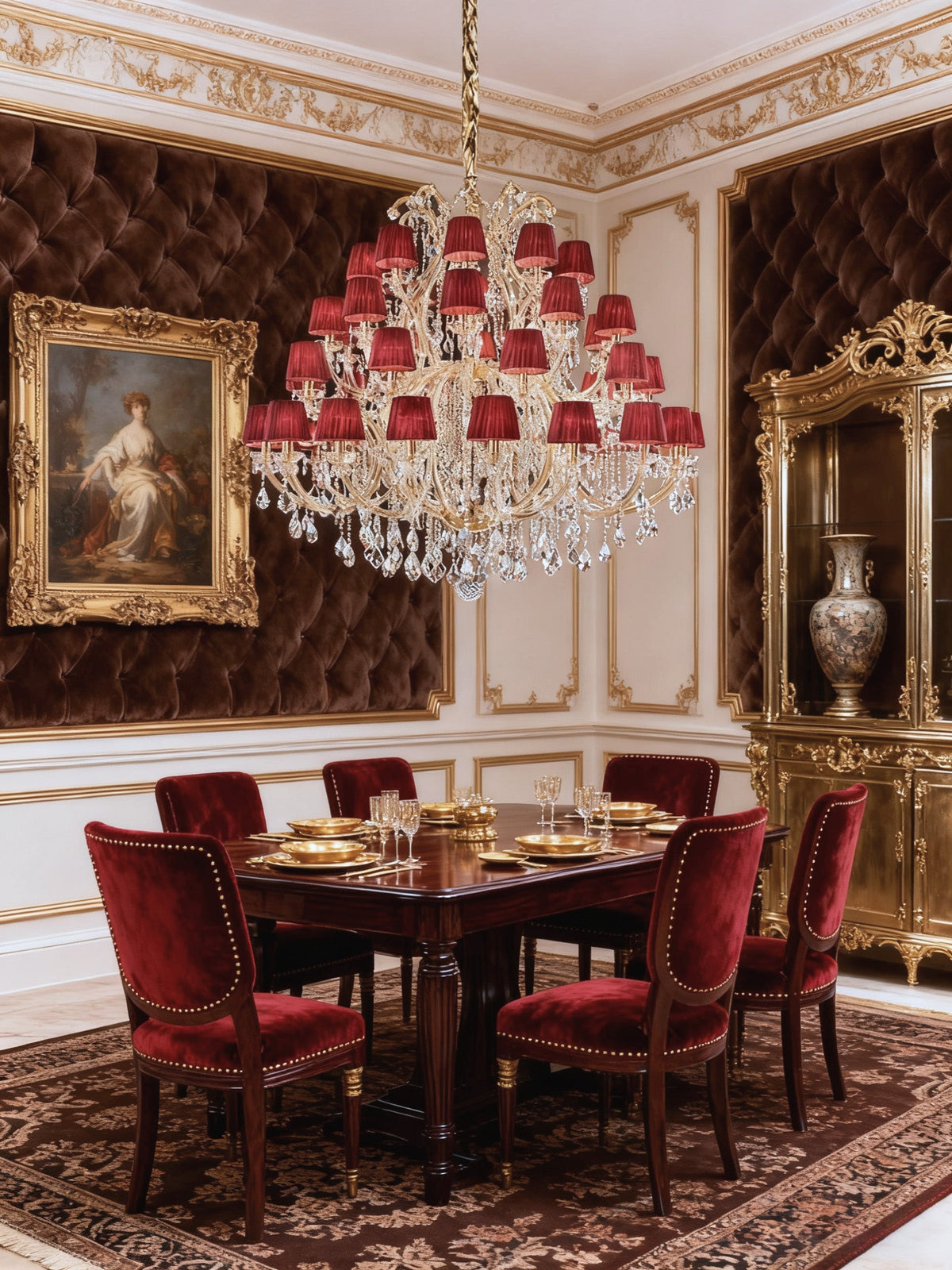 50 Lights Tiered Chandelier 63X61 Inch Large Gold Crystal Chandelier Lighting