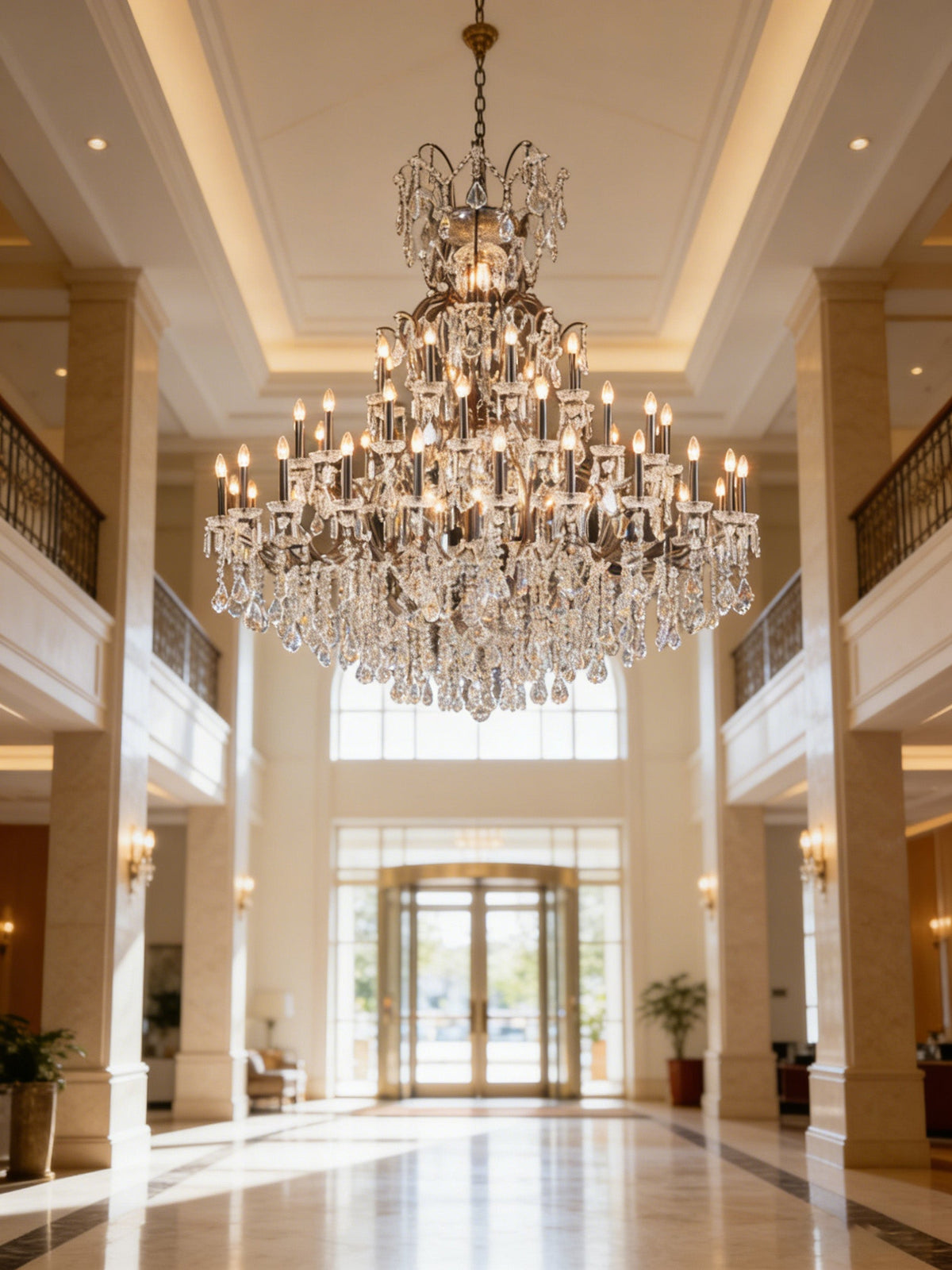 63x71 Inch Big Antique Wrought Iron Crystal Chandelier 48 Lights Luxury Bronze Foyer Lighting