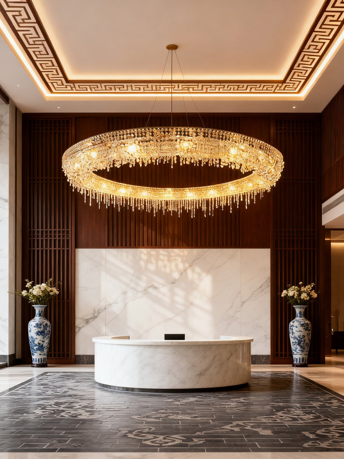 79 Inch Round Huge Looop Chandelier Hanging Modern Crystal Chandelier