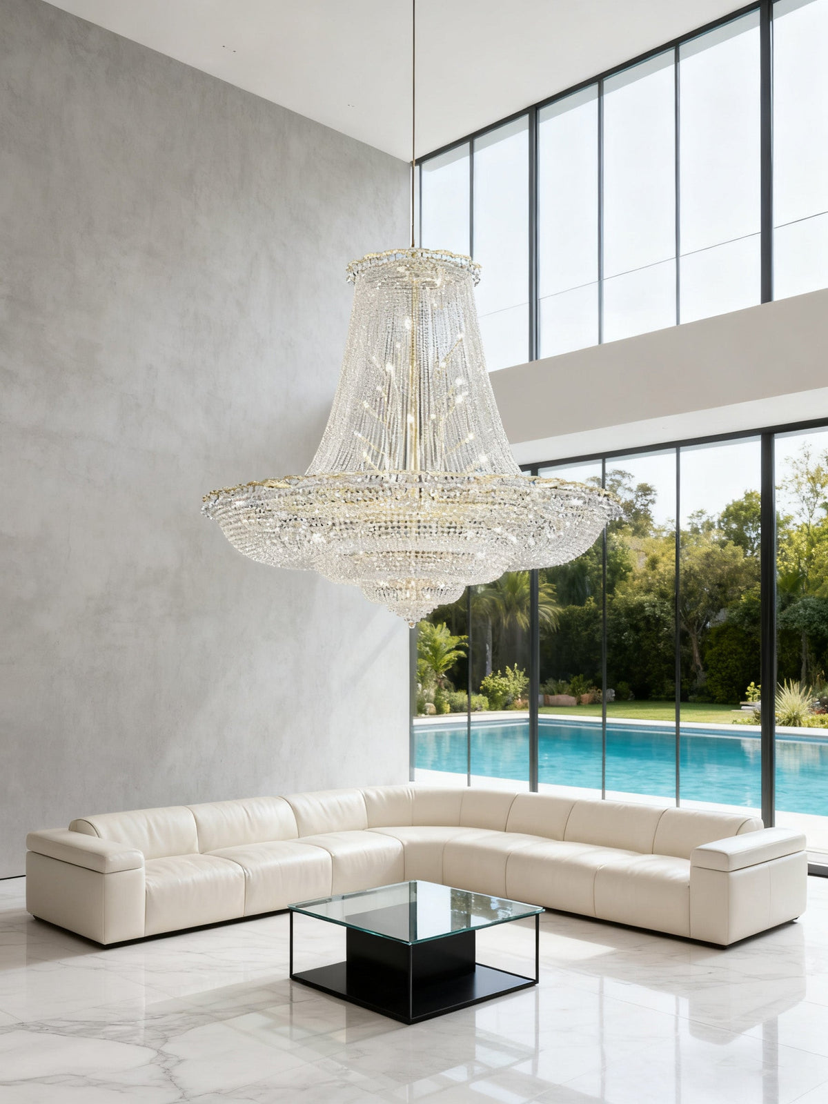 79X69 Inch Extra Wide Chandelier Large Gold Crystal Foyer Lighting