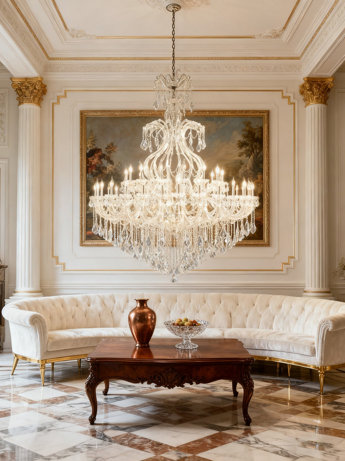 71X59 Inch Extra Wide Chandelier 49 Lights Big Chrome Maria Theresa Crystal Chandelier For Dining Room