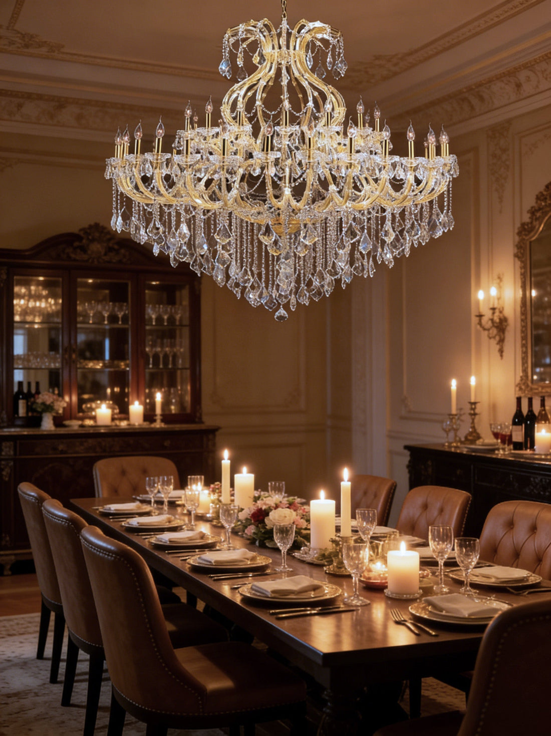 71X59 Inch Extra Wide Chandelier 49 Lights Big Gold Maria Theresa Crystal Chandelier For Dining Room