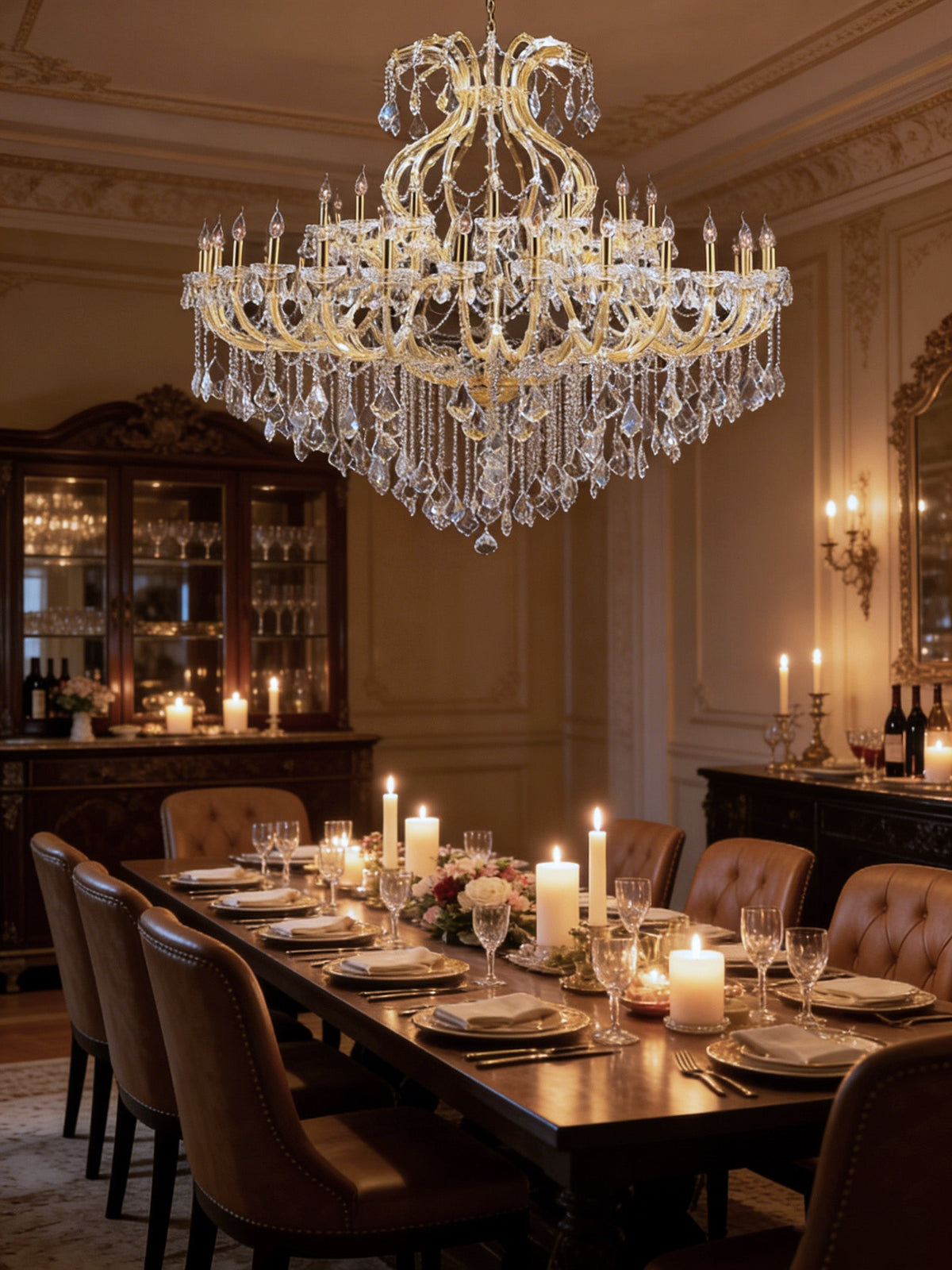71X59 Inch Extra Wide Chandelier 49 Lights Big Gold Maria Theresa Crystal Chandelier For Dining Room