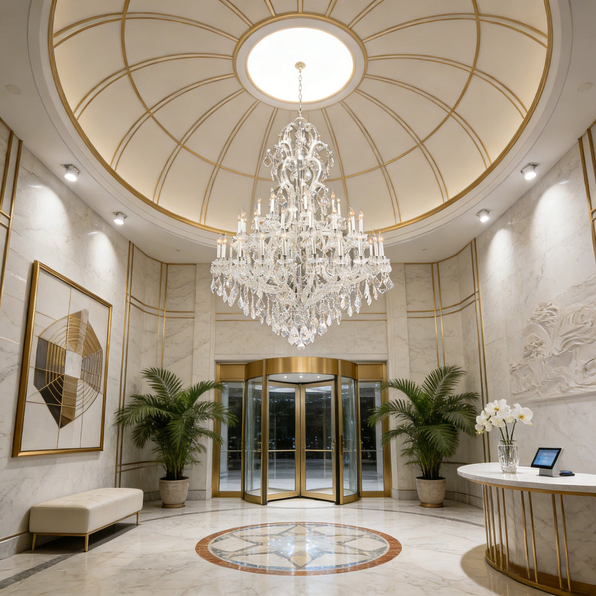 59X85 Inch Tall Chandelier for High Ceiling Foyers 48 Lights Chrome Elegant Crystal Lighting